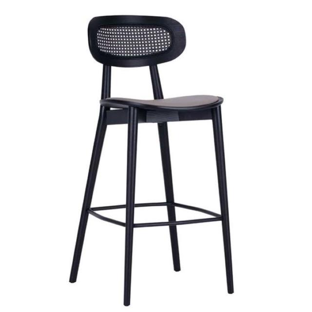 Heima Bar Stool With Upholstered Seat And Cane Back