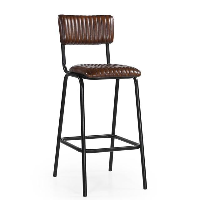 School Bar Stool In Leather