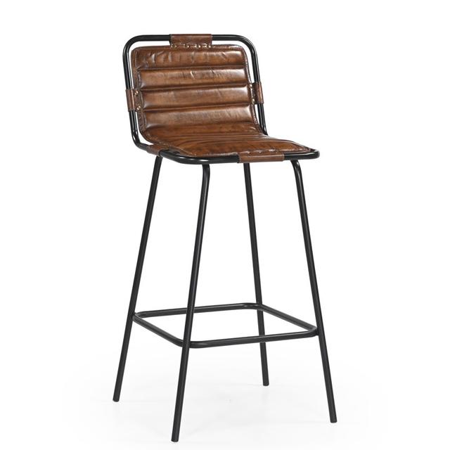 School Bar Stool In Leather