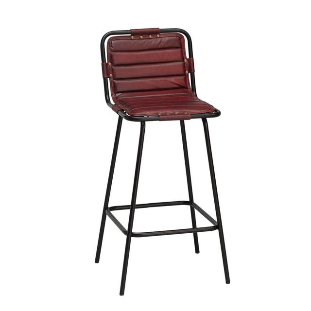 Delta Bar Stool in Vintage Oxblood Red Leather