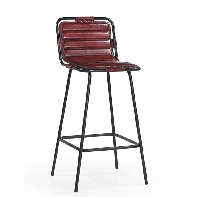 Delta Bar Stool in Vintage Oxblood Red Leather