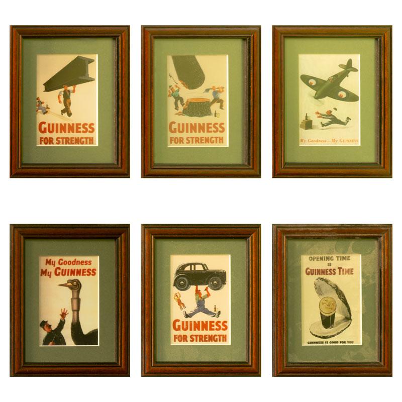 Set of 6 framed Guinness advert prints
