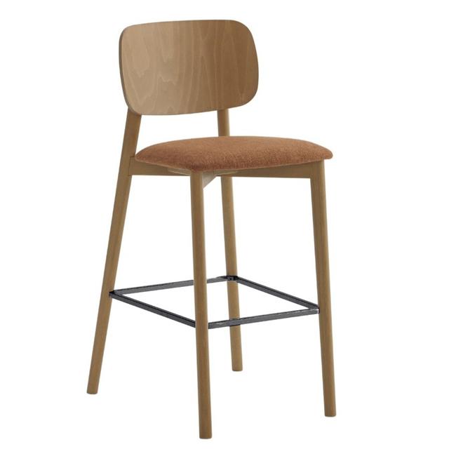 Biba Bar Stool, Upholstered Seat
