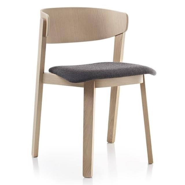 Wolfgang Stackable Side Chair, Wooden Legs, Upholstered Seat