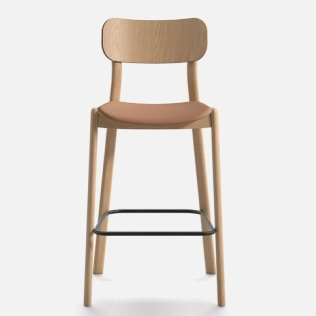 Kiyumi Bar Stool, Upholstered Seat