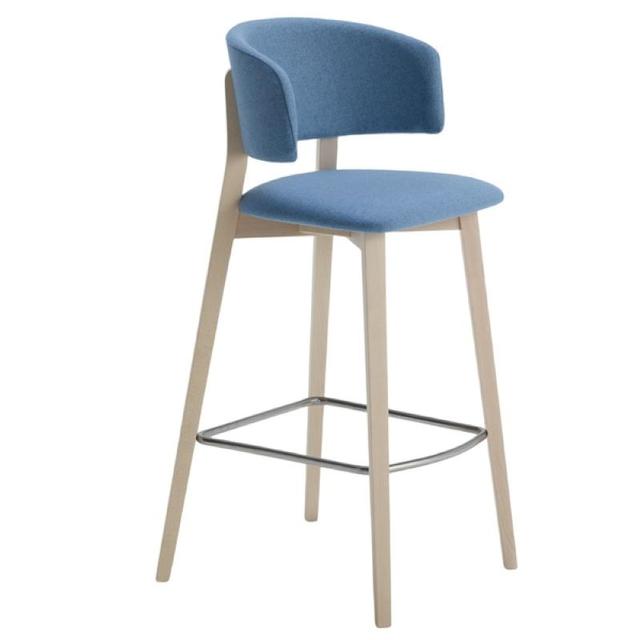Wrap Bar Stool, Wooden Legs, Fully Upholstered