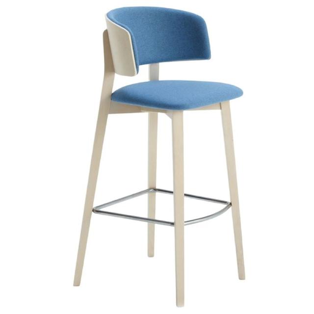 Wrap Bar Stool, Wooden Legs, Upholstered Seat and Inner Back