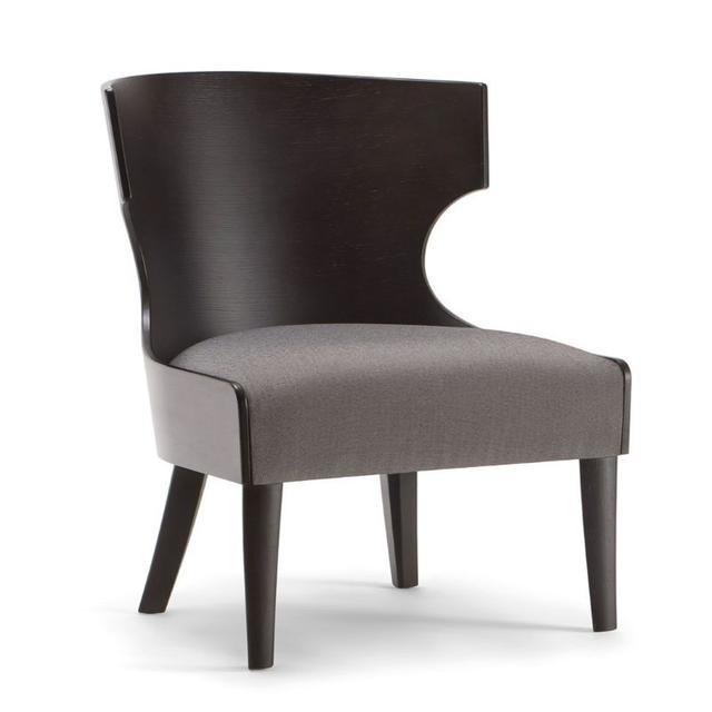 Xie Lounge Chair, Upholstered Seat, Wooden Back