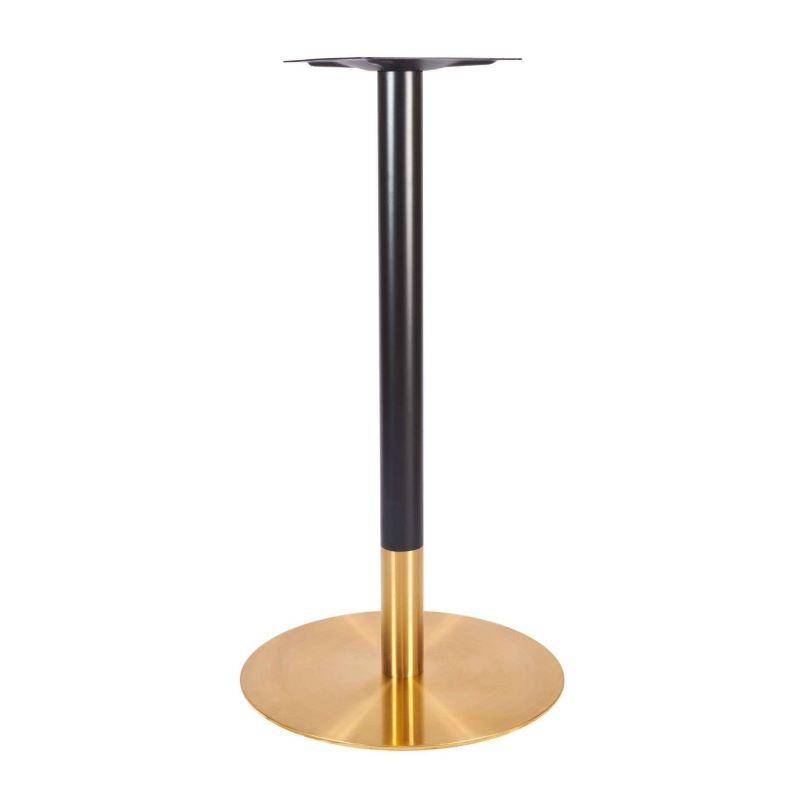 Zeus Large Round Poseur Table Base - Vintage Brass and Black