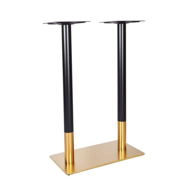 Zeus Twin Pedestal Poseur Table Base - Vintage Brass and Black
