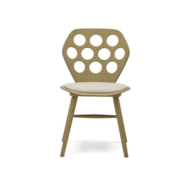 Edelweiss Side Chair, Upholstered Seat, Polka Dot Back