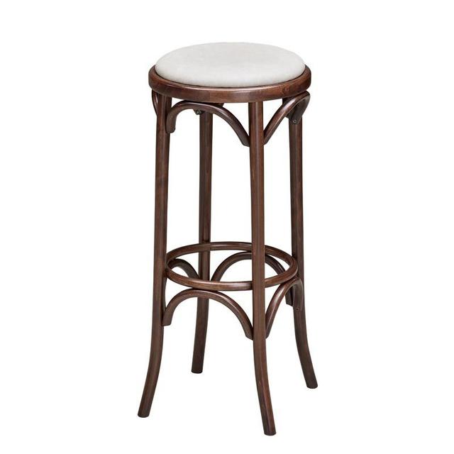 Bentwood Bar Stool In Walnut Finish, Upholstered Seat
