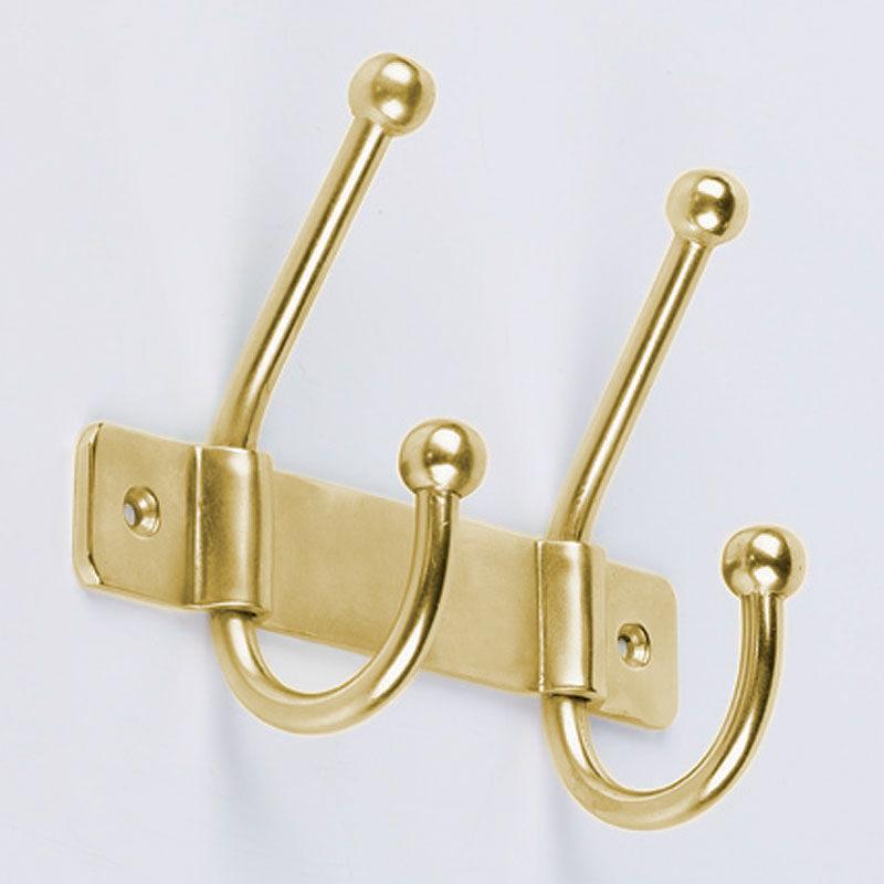 Brass double coat hook Image 1
