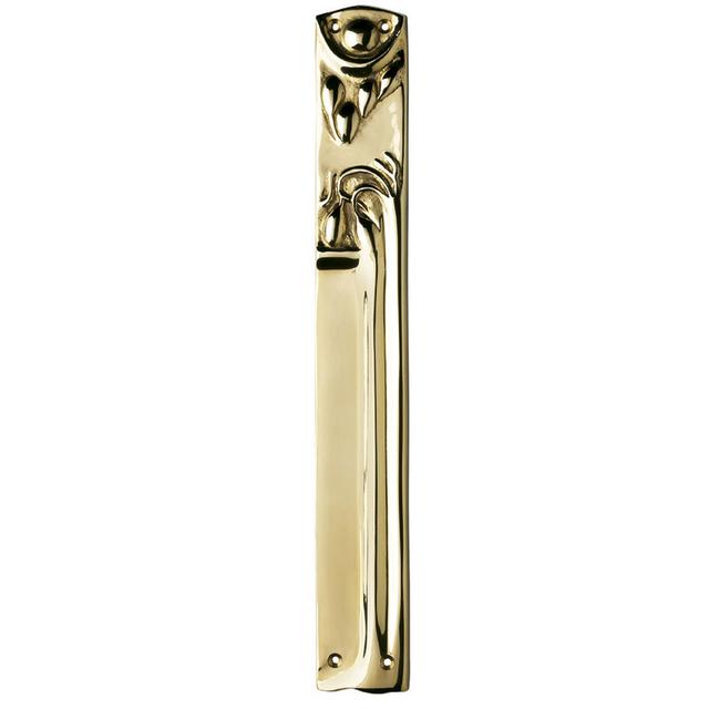 Brass Nouveau Push Plate, Right Hand