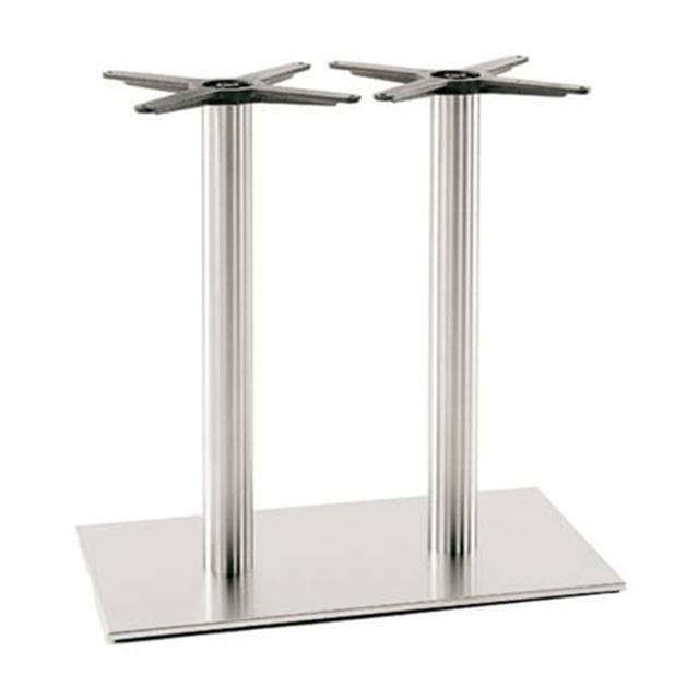 Inox 4461/AC Rectangular Table Base, Round Column, Stainless Steel
