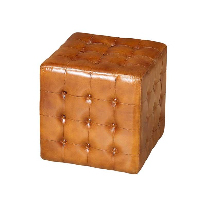 Cube in antique finish brown leather Image 1
