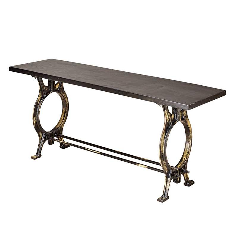 Factory table with iron frame and wooden top - ATFUVF378