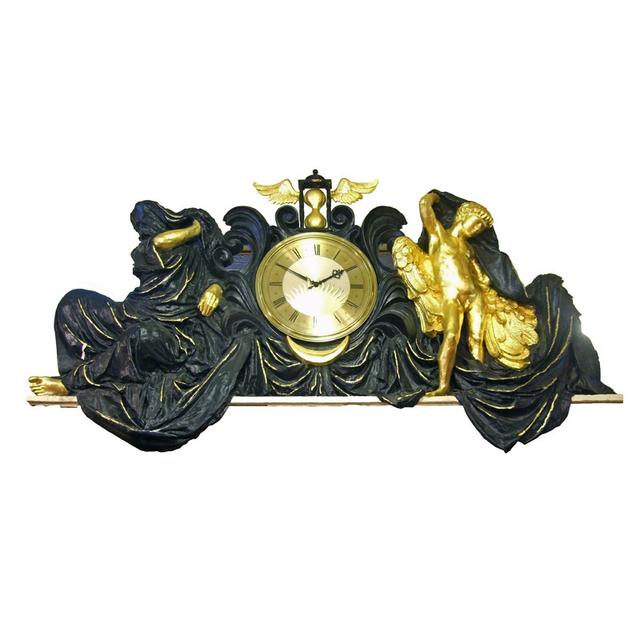 Plaster Plaque With Clock