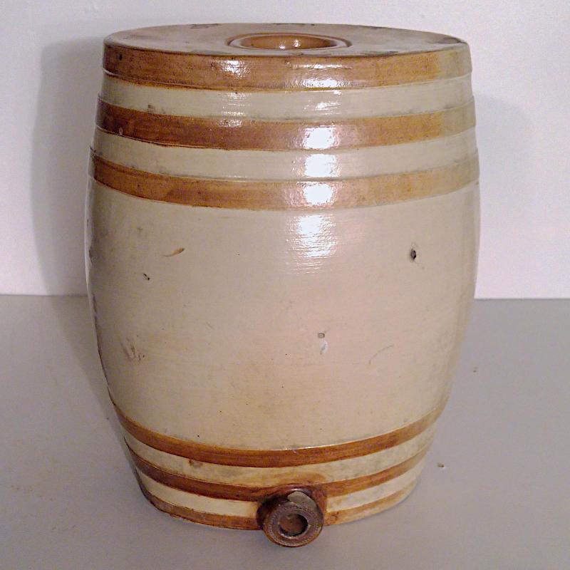 Antique stoneware oval spirit barrel Image 1