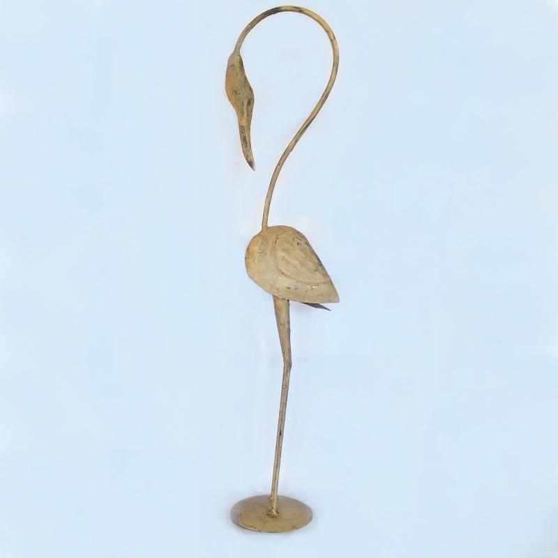 Painted metal flamingo figure Image 1