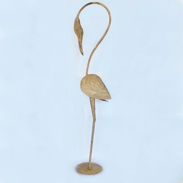 Painted Metal Flamingo Figure