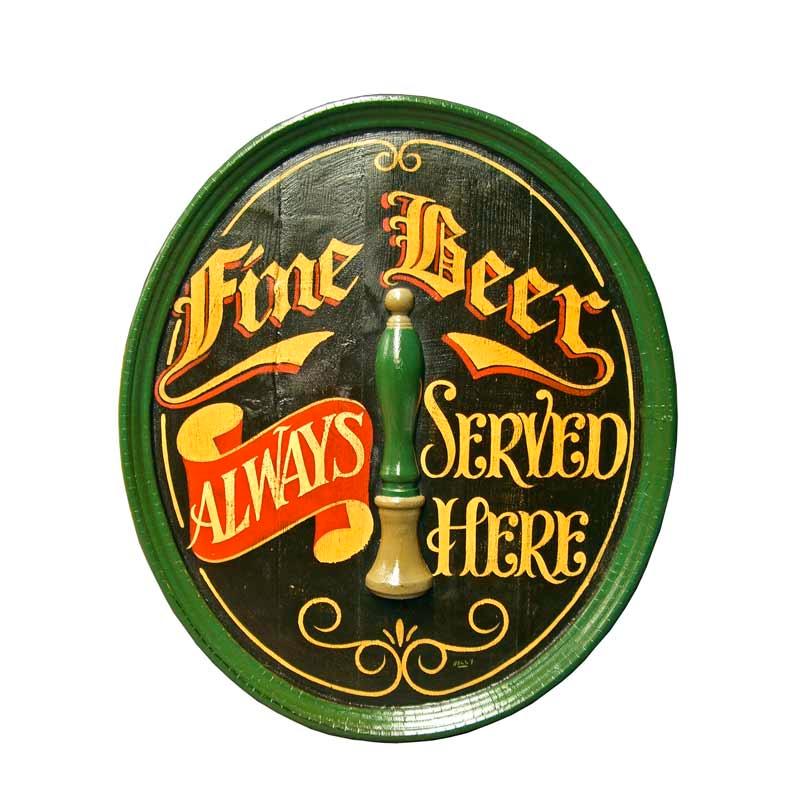 Fine beer pub sign in timber