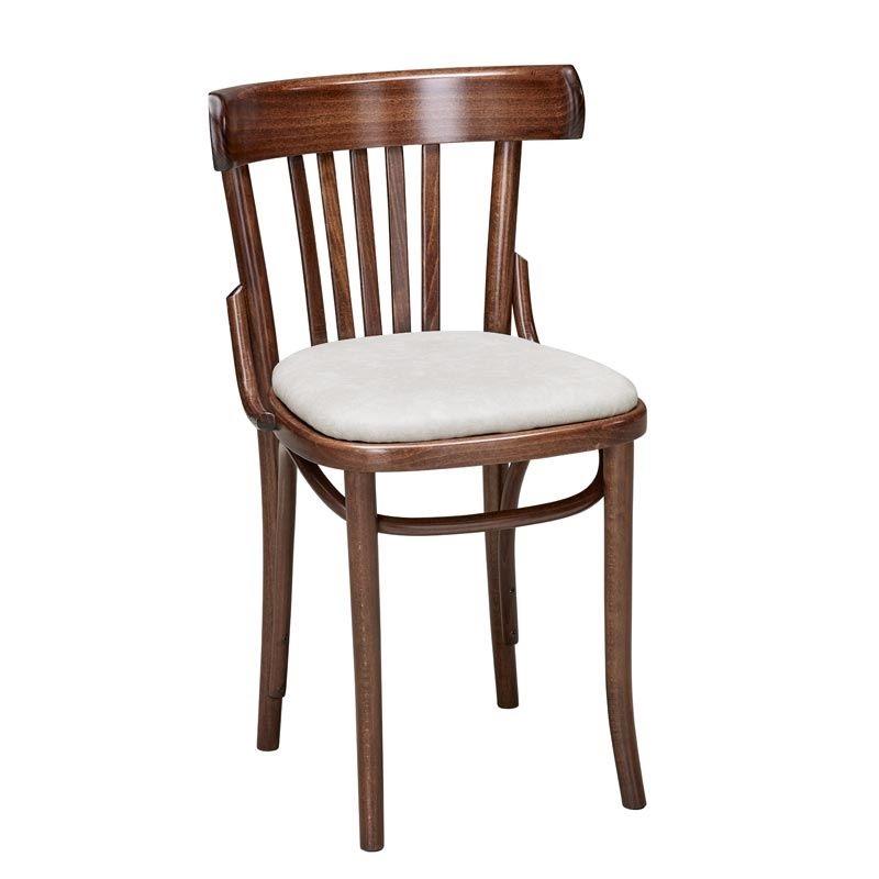 Slat Back Bentwood Side Chair With Upholstered Seat.jpg