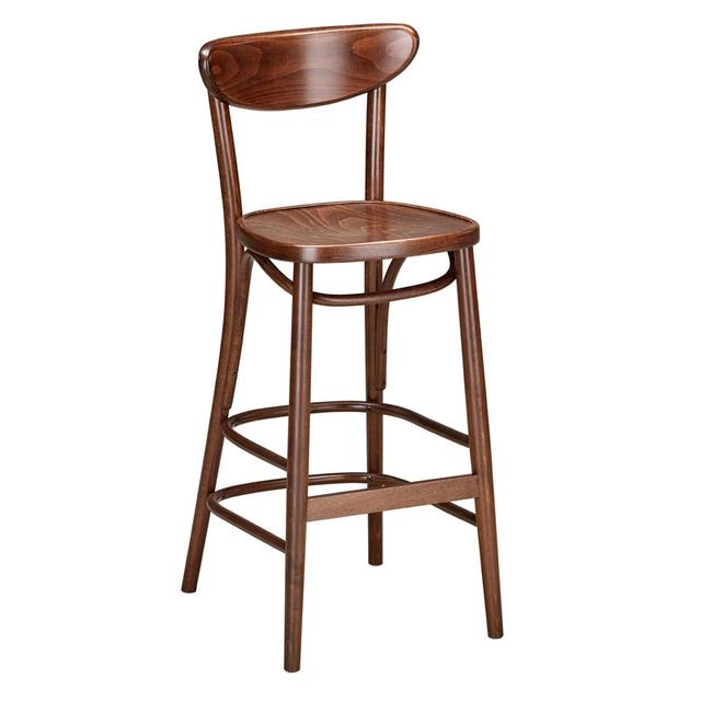 Wolfgang Bentwood Bar Stool In Walnut Finish, Wood Seat