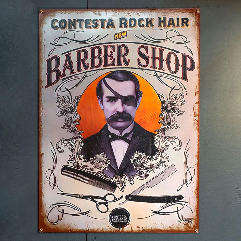 Barber shop tin sign