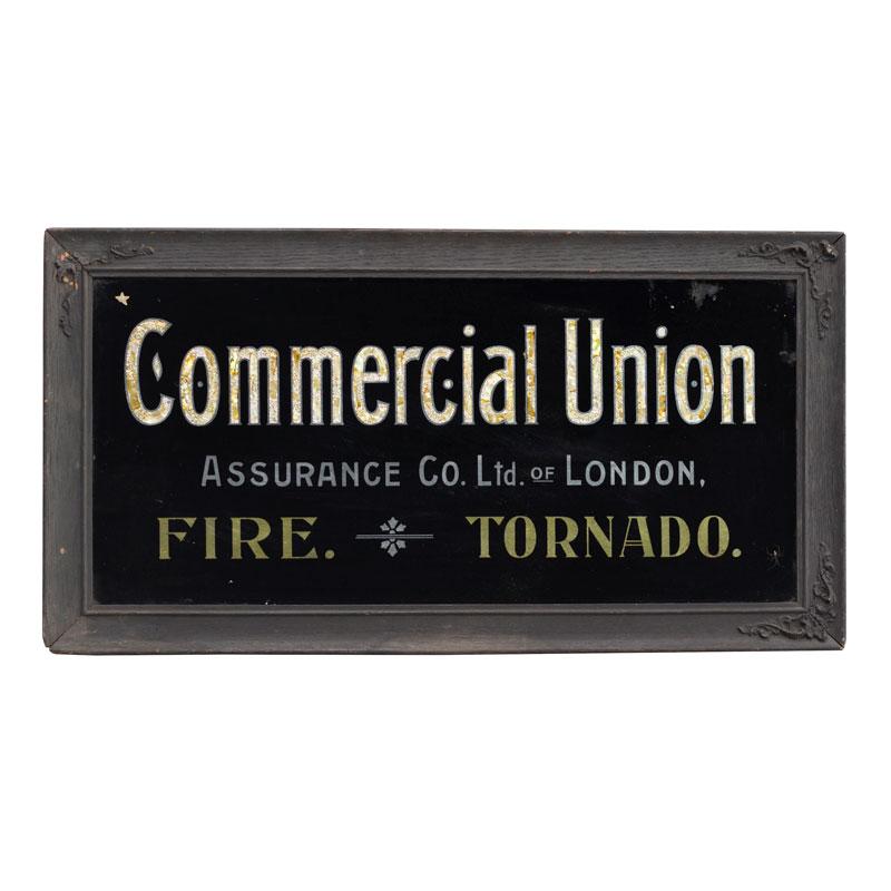 Commercial Union Incised Glass Sign