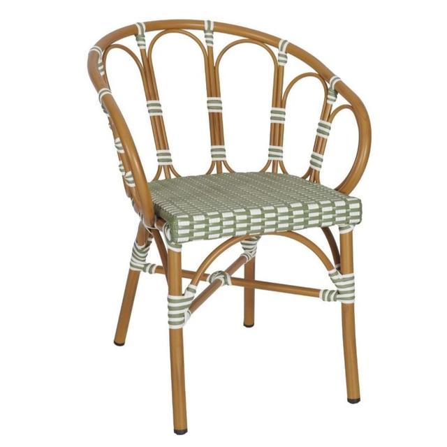 Bordeaux Stackable Armchair, Green & White
